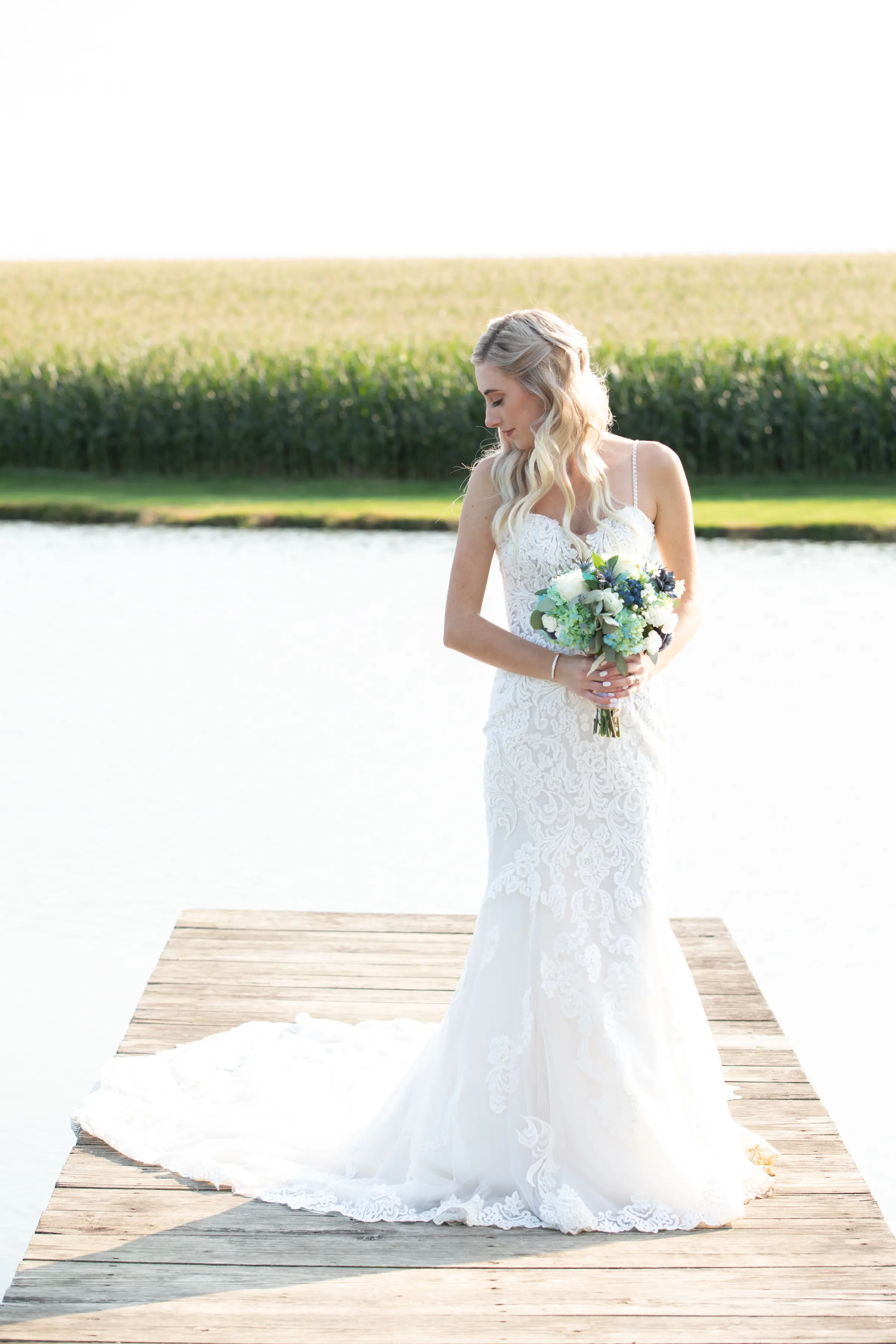 Bride Wearing Sparkly Lace Fit-And-Flare Fiona By Maggie Sottero