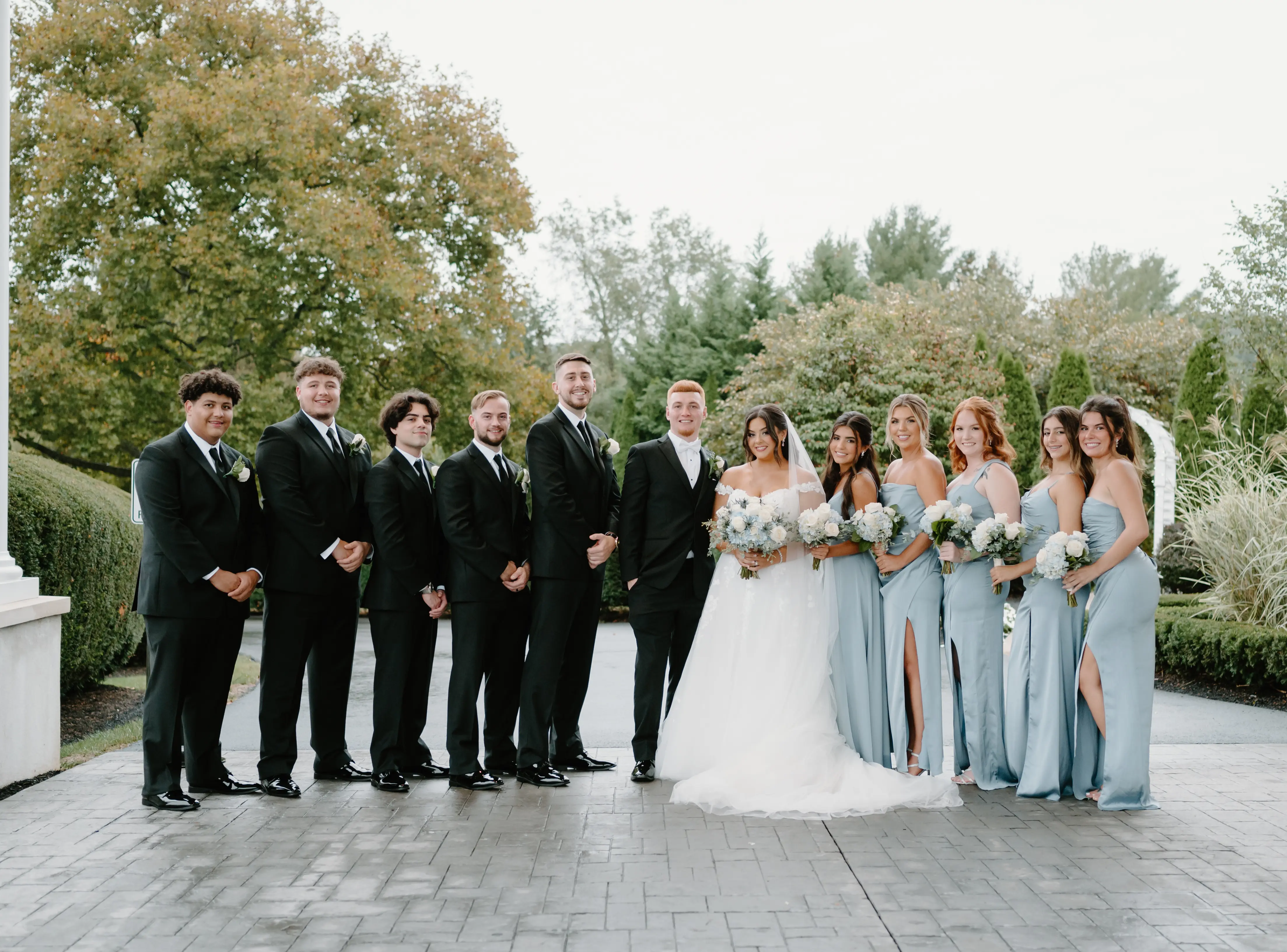Bride Wearing Lace Princess Dress Called Harlem By Maggie Sottero With Bridal Party