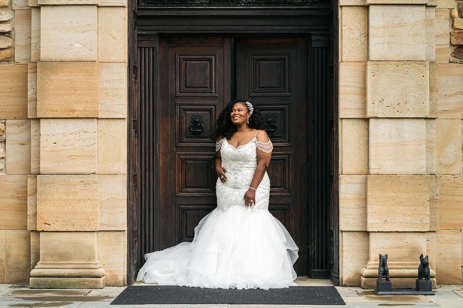 Bride Wearing Beaded Mermaid Style Wedding Dress Brinkley Lynette By Maggie Sottero